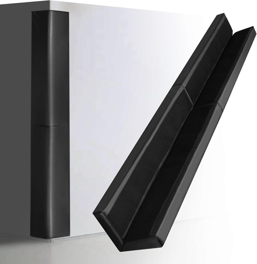Black Wall Corner Padding 60" Tall and 2" Thick,Heavy Duty Wall Corner Protective Safety Padding,All-Weather Durable UV-Resistant Waterproof 2 Sides Corner Pad