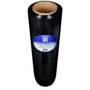 International Plastics Co. Black 18" Stretch Film/ Wrap 1500 feet 7 Layers 80 Gauge Industrial Strength 800% Stretch 20 Microns Durable Adhering Packing Moving Heavy Duty Shrink Film (1 Pack, Black)