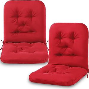 Back Chair Cushion Outdoor Indoor Tufted Seat/Back Patio Seating Cushions Waterproof Weather Resistant Patio Rocking Pads for Outdoor(Wine Red,2 Pcs), Size 44"x20" Inch, One Seat Is New, Second Pre-Owned, Has Small Cracks