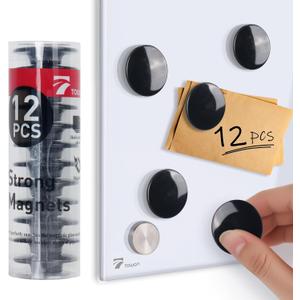 12 Pcs TOWON Strong Magnets for Glass Whiteboard, Dry Erase Board Magnets, Large, Round, Black Rare Earth Magnet for Classroom Kitchen Office Accessories