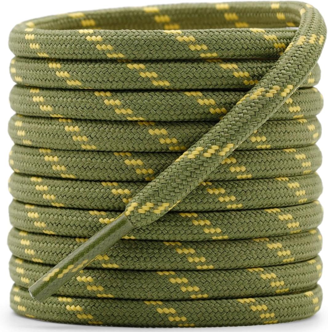 2 x DELELE Round Work Boot Laces: Heavy Duty Hiking Shoe Laces for Boots 2 Pair