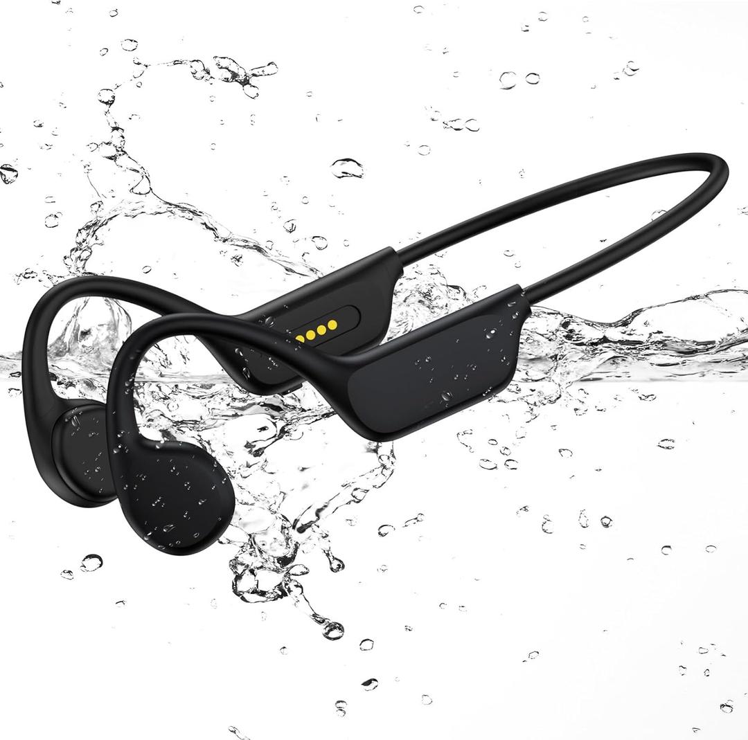 Bone Conduction Swimming Headphones,Wireless IPX8 Waterproof Open-Ear Headphone/Earphones, 32G Underwater Headset/Earbuds, Sports, Swimming, Diving (Ink)