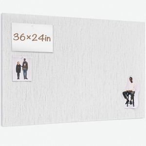 Lightomorrow Bulletin Board 36 x 24 inches, 3' x 2' Linen Board for Wall, Decorative Fabric Pin Board with Safe Removable Adhesive Tapes for Home and Office, Includes 20 Push Pins-Gray Stripes