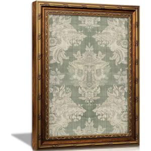 Vintage Gold Framed Pattern Wall Art, Sage Green Cottagecore Decor, Rustic Farmhouse Damask Canvas Prints, Antique Botanical Picture for Home Office Bathroom Bedroom, 16x24 Inch