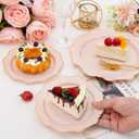 WDF 200PCS Pink Plastic Plates - Pink and Gold Plastic Plates - Include 100 Dinner Plate and 100 Cake Plate for Spring/Wedding/Bridal Shower/Tea party/Mother's Day