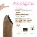 REECHO Invisible Wire Hair Extensions with Transparent Headband Adjustable Size Removable Secure Clips in Straight Secret Hairpiece for Women - 16 Inch,Light Brown