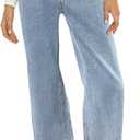 HDLTE Women Wide Leg Jeans High Waist Baggy Jean Loose Boyfriend Jeans Denim Pants Y2K, M