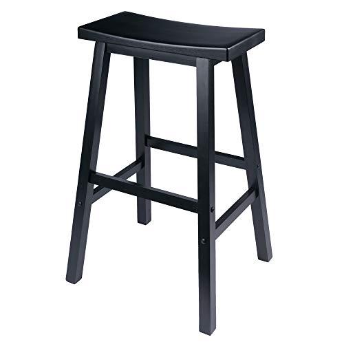 Winsome Satori Saddle Seat Bar Stool, for Kitchen, 29", Black : Home & Kitchen