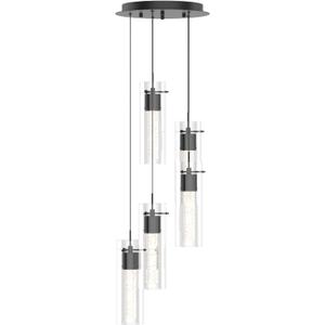 Alice 5-Light Chandelier Pendant Ceiling Light, Integrated Led and Bubble Glass, for Kitchen Island, Hallway, Entryway, Passway, Dining Room, Bedroom, Balcony Living Room (Black)