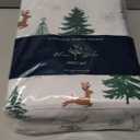 Sheet Set King Size 4PC Printed Bed Sheets Fawn Christmas Tree Soft Microfiber 15Deep Pocket Sheet Set, Easy Care, Breathable, Wrinkle Free, Machine Washable Bed Set
