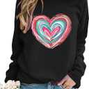 Urvatac Womens Valentine's Day Sweatshirt Funny Love Heart Graphic Pullover Shirts Casual Holiday Long Sleeve Blouse Tops, Medium