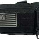 Tactical Molle Admin Pouch Utility Laser Cut Tool Pouch Bag Horizontal Modular Pouches Include US Flag Patch and Keychain Multi-Purpose EDC Pouch Organizer (Black)