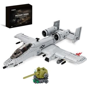 A-10 Attack Jet Building Kit  Compatible with Lego Military Plane Model, Ground Support Bomber Aircraft Toy for Adults (961 PCS)