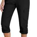 GRAPENT Cargo Capri Pants for Women High Waisted Relaxed Fit Elastic Knit Waist Casual Capris Trousers Cropped Pants (Black, Medium)