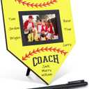 Softball Coach Gift from Team Softball Signable Picture Frame Thanks Coach Gift Fits 4 x 6 Inches Photograph, Coaches Appreciation Home Plate Plaque