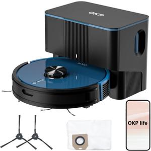 OKP Life Robot Vacuum L3, 4000Pa Powerful Suction with 90 Day Self-Empty Dock, Silent with 52dB, WiFi/App/Alexa Control, Home Mapping, Ideal for Homes with Pets, Carpets, and Hard Floors