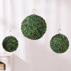 Veryhome 3 Pcs Artificial Topiary Ball Plant Faux Boxwood Balls for Outdoor UV Resistant Faux Plant for Indoor Backyard, Porch, Garden, Wedding and Spring Home Decor71115 (Green)