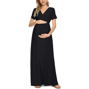 Xpenyo Maternity Maxi Dress Women Casual Wrap Long Baby Shower Pregnancy Dresses L