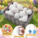 AmazingSpark 120 Pcs Easter Hanging White Eggs for Decorating, Fake Plastic Easter Eggs for DIY Crafts Dyeable Painting Easters Gift Basket Fillers Party Favor