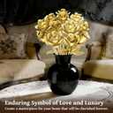 Metallic Gold Roses Flower Bouquet Building Sets, 670Pcs Golden Roses Botanical Collection Compatible with Lego Flowers Valentines Day Gifts for Her Women Girlfriend Wife Gothic Romantic Decor