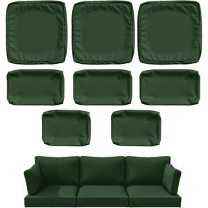 8 Pcs Outdoor Patio Cushion Covers, Replaceable Waterproof Furniture Covers, Outdoor Non-Slip Covers with Zippers, Covers Only, Green