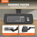 VEVOR Under-Desk Keyboard Tray, Adjustable for Height and Tilt, Slide-Out Design, Spacious 25x9.8 Inch Surface, Ideal for Home and Office Use