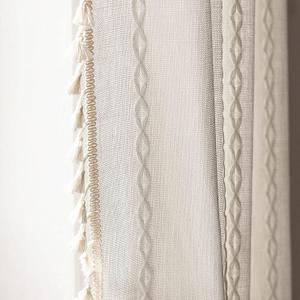 Deeprove White Boho Curtains 90 inches Length for Living Room Bedroom Nursery, Vintage Bohemian 90 inches Long Embroidery Farmhouse Light Filter Country Tassel Window Treatments, W52 x L90, 1 Panel