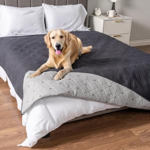 PetAmi Waterproof Dog Bed Cover, Reversible Furniture Protector for Cats & Dogs, Washable Blanket for Couch Seat, 102x82 Gray (Grey)