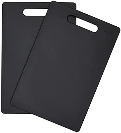 Farmlyn Creek 2 Pack Small Plastic Cutting Boards for Kitchen with Handle - Black Cutting Board for Food, Fruits, & Vegetables (7.7 x 11.6 In)