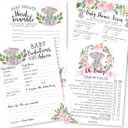 Hadley Designs Baby Shower Games for 25 Guests - Pink Elephant Baby Predictions & Advice Cards for New Parents, Trivia Game, Word Scramble, True or False Babyshower Games for Girl, Made in USA