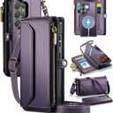Strapurs for Samsung Glaxy S26 Ultra Detachable Wallet Case Compatible with Magsafe, RFID Blocking 9-Card Holder Zipper Strap Lanyard PU Leather Magnetic Phone Case for Galaxy S26 Ultra 6.9", Purple