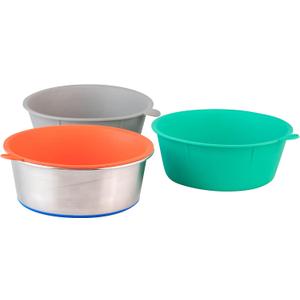 OurPet's Non-Slip Stainless Steel Dog Bowl or Water Bowls with 3 Pieces TPE Inserts for Medium Sized Dogs for Everyday use or Travel Pet Bowl; Compatible with Dog Food Mat