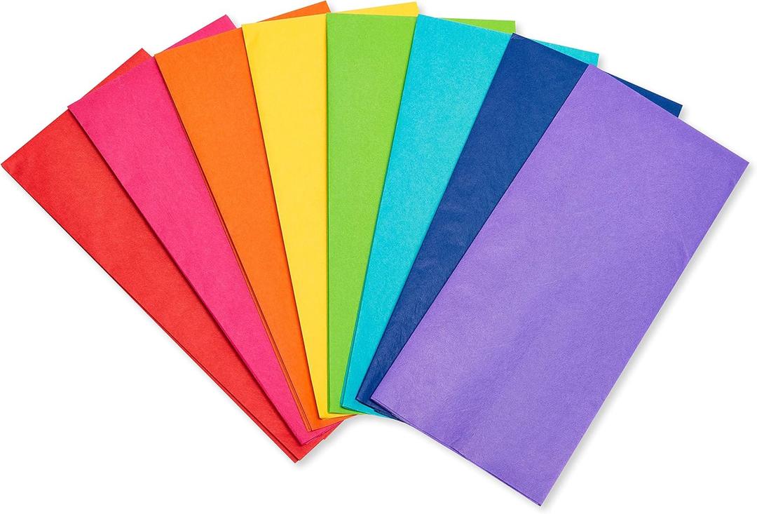 American Greetings Rainbow Tissue Paper, 40 Sheets (8 colors, 20 in. x 20 in.) for Birthdays, All Occasions, Gift Bags and Boxes, Gift Wrap, Crafts, Paper Flowers, Pom Poms, and More