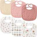 POIKSHARK 6-Pack Muslin Baby Bibs for Unisex Boys Girls, Cotton Baby Drool Bibs, Drooling and Teething Bibs for Infant