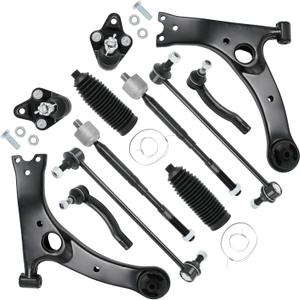12pcs Suspension Kit for Toyota Corolla 2003 2004 2005 2006 2007 2008, Lower Control Arms w/Ball Joints Sway Bar Links Tie Rods Boots & Bellow Replacement