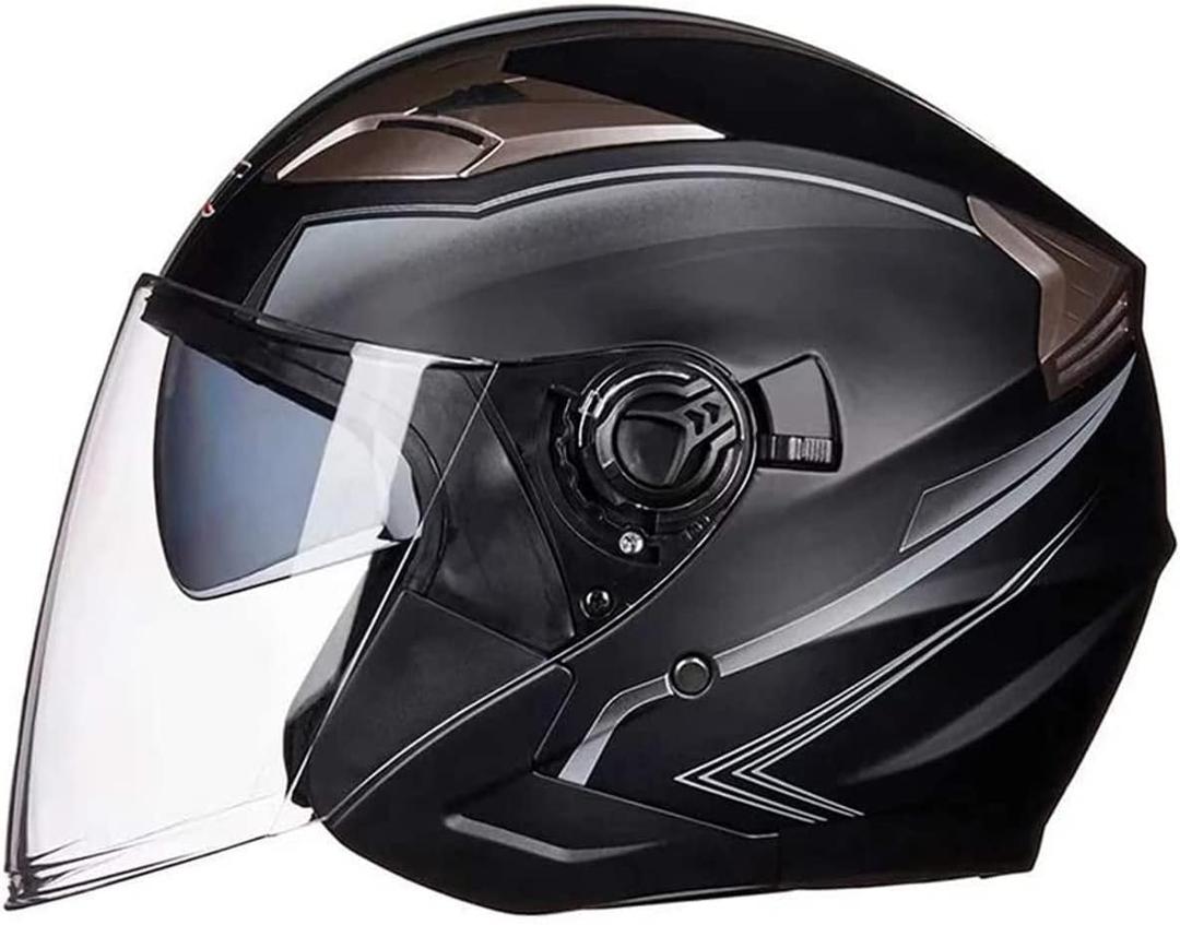 Motorcycle Scooter Helmet,Adult Open-face Motorbike Helmet Double Visor Fashion Personality for Men and Women DOT Approved (X-Large, GIAY) Motorcycle Scooter Helmet,Adult Open-face Motorbike Helmet Double Visor Fashion Personality for Men and Women DOT Approved (X-Large, GIAY)