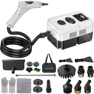 Portable Steam Cleaner Handheld Steam Cleaner High Pressure Steamer for Deep cleaning 1200ML Steam Cleaning Machine for Home Use With 6 Brushes Cleaning for Couch Auto Floor (White)