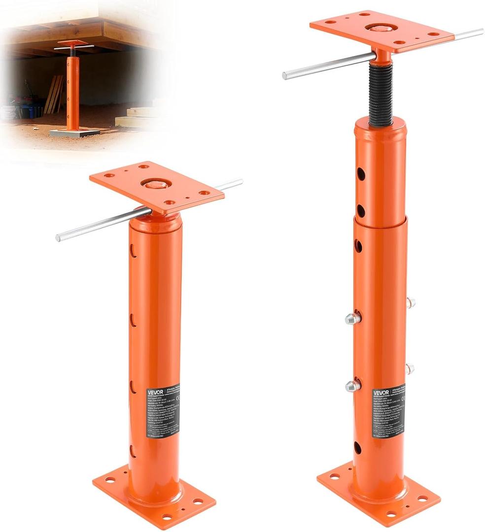 VEVOR House Floor Jacks, 2 Pack 19-36 Inch Height Range, 18000 lbs Max Load Capacity, Adjustable Support Beam Basement Jack Post Pole for Leveling, Lift Steel Telescoping Post for Temporary Support
