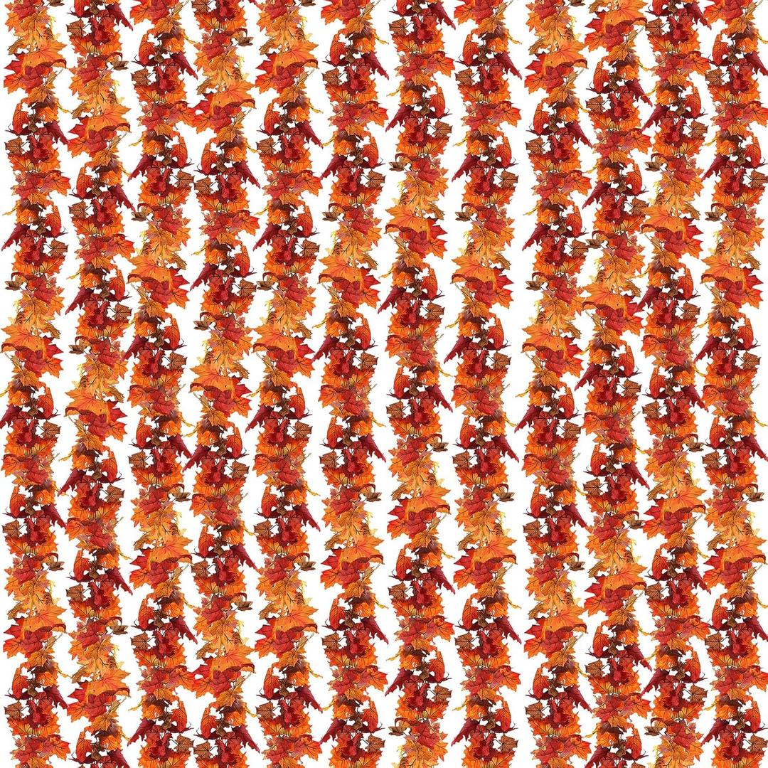 CQURE 12 Pack Fall Leaf Garland, 5.9Ft Artificial Maple Leaf Garland Fall Leaves Autumn Hanging Vines Maple Leaves Thanksgiving Decor for Home Wedding Fireplace Party (70.8FT-12pack)