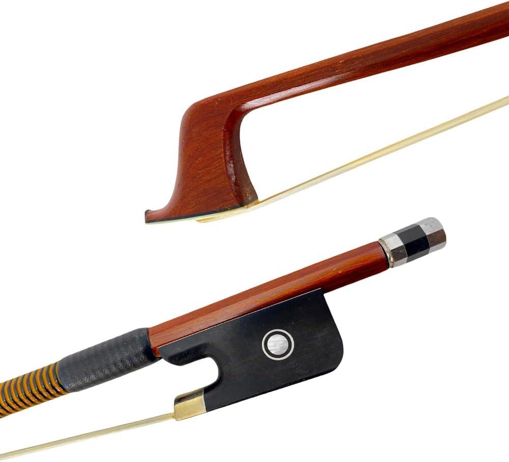 Cello Bow Full Size 4/4 - Brazilwood with Ebony Frog, Natural Mongolia Horsehair, wire decoration, Pearl Inlay Well Balanced Lightweight and Durable