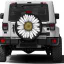 Daisy Flower Spare Tire Cover Dust-Proof Wheel Tire Cover Fit Trailer, RV, SUV and Many Vehicle 17 Inch