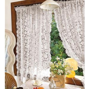 2 Panels White Vintage Lace Curtains French Gauze Embroidered Tulle Sheer Scalloped Curtain for Bedroom Living Room Floral Light Filtering Rod Pocket 51W x 79L