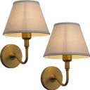 Classic Sconce Wall Lighting Set of 2 with Boho Linen Fabric Shade, 2 Pack