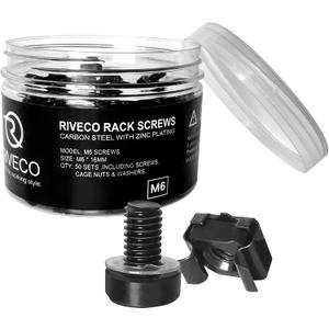 RIVECO Rack Screws & Cage Nuts for Server Cabinets & Racks Mounting Network Equipment Clip Nuts 50 Sets M6 x 16mm Black