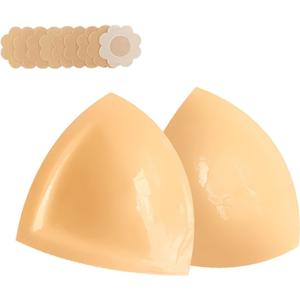 DEPOVOR Double-Sided Adhesive Bra Inserts, Large Size Lightly Padded for D+ Cups, Reusable Lifting Enhancers for Large Busts (Beige, Medium)