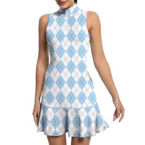 GGOV Tennis Dress for Women Golf Dresses with Shorts Inner Pocket Sleeveless Zip Up Stand Collar Workout Athletic Dresses Black Cherry L