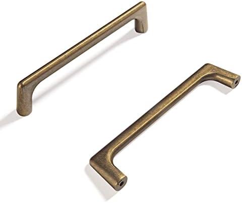 Goo-Ki Antique Brass zinc Alloy Cabinet pulls for Drawer,Cupboard, Wardrobe-5.04 inch(128mm) Hole Center, 3 Pack