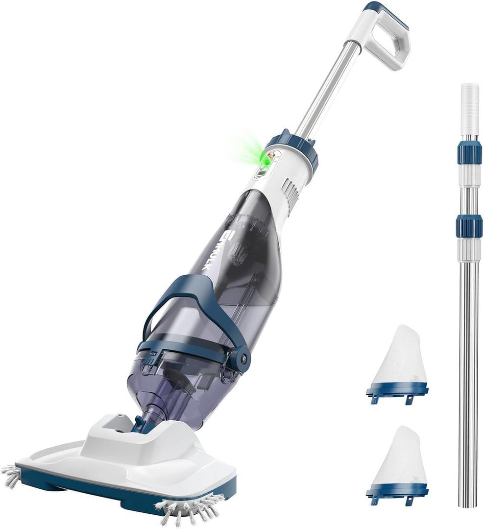 ENHULK Pro Cordless Pool Vacuum - 18.5 GPM Powerful Suction, 70min Runtime & 13.4" Wide Head, XL Capacity Handheld Rechargeable Pool Cleaner for Inground/Above Ground Pools with Telescopic Pole (Blue)