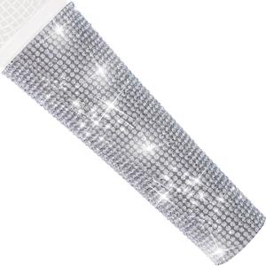B58 Silver Mic Handle Sleeve Replacement Fit for Most Wired Vocal Microphones and SM58LC, Beta 58A, Rhinestones Cover Shining on Tours & TV Shows (MIC NOT Included)