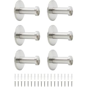 6 PCS Bathroom Towel Hook Robe Hook Holder, Wall Mount Heavy Duty Stainless Steel Round Wall Hooks Coat Hanger Decorative Hook for Bedroom Hotel Toilet Kitchen Office Garage Pool Silver